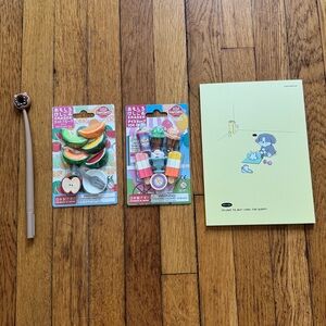 Cute Stationery Set with Wiggly Pen, Novelty Erasers, and Notebook
